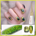 Peacock Cat Eye Nail Polish in Green Gold magnetic finish with 10ml UV LED gel bottle - Peacock Cat Eye Color Change 01