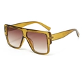 Square oversized amber yellow sunglasses with gradient brown lenses and thick frames - C07 Army Green Frame Gradient Tea Lens