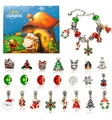 Christmas advent calendar jewelry kit with Santa charms and colorful beads in gift box - RC423 Jewelry Set Style A
