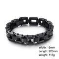 Bracciale da uomo in acciaio inossidabile nero opaco largo 15mm stile cinturino orologio - Nero (KB118365-KFC)