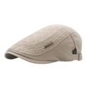 Classic khaki quilted cotton ivy cap with adjustable metal buckle and retro styling - Beige