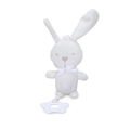 White plush bunny infant toy with XOXO embroidery and star-shaped plastic teether - White Rabbit