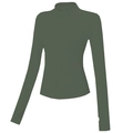 Veste de sport vert olive ajustée avec tissu extensible et passants de pouce - Vert