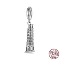 S925 Sterling Silver Leaning Tower of Pisa vintage bead charm for jewelry making - Leaning Tower of Pisa