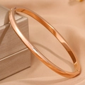 Minimalist rose gold stainless steel oval bangle with high-polish mirror finish - 4mm / Rose Gold