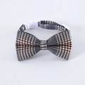 British style grey and brown plaid pet collar with adjustable buckle and decorative bowtie - British Grey Plaid Bow Tie / S (17-32cm)