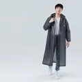Reusable waterproof EVA raincoat in dark translucent smoky gray with drawstring hood - Black Tea Color (100g)