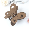 Elegant coffee-colored butterfly hair claw clip with a matte finish and hollowed wings - Coffee