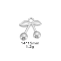 Silver cherry pendant in stainless steel, 14x15mm charm with polished metal finish - Cherry / Steel Color Cherry