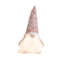 Pink glowing Christmas gnome with sequins and warm LED lights for holiday decoration - Pink Sequin Glowing Gnome