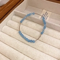 Bracelet de style chinois avec perles en verre bleu clair et tubes en métal argenté - 88# Style Perlé Bleu Clair Tube Argent