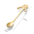 Golden 304 stainless steel coffee spoon with cute cartoon dog handle and size details - Dog / Gold