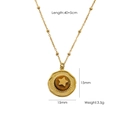 Ethnic style beaded gold necklace with star-set tiger eye stone pendant, 40+5cm length - Yellow Tiger Eye Pendant
