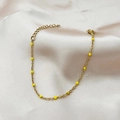 Bracciale a catena dorata bohémien con perline minimaliste in smalto giallo e chiusura - Oro