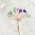 Handmade twisted copper wire crystal money tree with colorful gemstone leaves in a bowl - 15CM / Colorful Fluorite