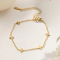Collar minimalista de acero inoxidable dorado con cinco dijes de estrellas y cierre langosta - Dorado-Cinco Flores de Cuatro Hojas(XKB0261)