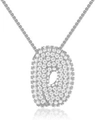 Silver letter D pendant necklace with sparkling white zircons on a matching silver chain - Letter D / Silver