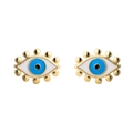 Goldene Evil Eye Ohrstecker für Damen mit blau-weißer Emaille-Verzierung - Gold