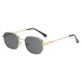 Vintage small square sunglasses with gold metal frame and black lenses for men and women - Gold Frame Full Grey Lens