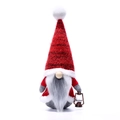 Handmade Christmas gnome with red knitted hat and lantern for Nordic holiday decoration - Solid Red Knitted Hat with Lantern