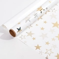 White gift wrapping paper roll with elegant gold star patterns for holiday celebrations - White Background Gold Stars; 43CM*3M
