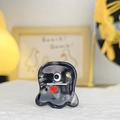 Mini molletta per capelli in acetato con design a fantasma in marmo nero per donna - 2.5cm / Nero Pepita d'Oro