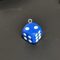 Creative blue dice keychain pendant with silver metal ring for bag charm or accessory - Blue Dice Pendant (PY048-LA)