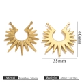 Golden stainless steel sunburst charm pendant for DIY necklace making, 40mm size - Gold Dual-Hole Sun Pattern Pendant