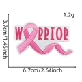 Detail of Warrior text embroidery on pink ribbon patch with precise size dimensions - Style 2 (WARRIOR)