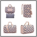 Bolsa de viaje de nailon con estampado floral geométrico, correa y funda de maleta - Estampado de rejilla de diamantes naranja