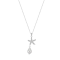 Collar de estrella de mar de plata S925 con pavé de circonitas y perla de agua dulce - Plata 925 / Plateado