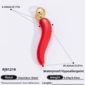 Waterproof 18k gold plated red chili pepper pendant in stainless steel for DIY jewelry - Red Chili (PJ91219-3PCS)