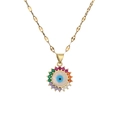 Fashionable golden wave chain necklace with colorful zircon Evil Eye sunburst pendant - Sunburst Round Eye