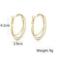Detailansicht der dreischichtigen 18K vergoldeten Creolen, Maße 4,2 cm mal 3,9 cm - Gold-Mittel(4.2cm)