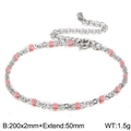 Minimalist titanium steel chain bracelet with pink resin beads and extension chain - 200mm*2mm / Pink