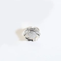 Silver flower open ring with cluster of small white pearls in a minimalist design - Flower (Silver)