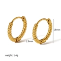 14mm twisted 18k gold-plated stainless steel hoop earrings with technical measurements - Gold 14mm Twisted Hoop Earrings (TE6219-14)