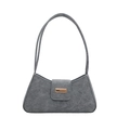 Retro grey suede baguette bag for women with elegant golden metallic buckle accent - Blue
