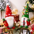 Charmants nains de Noël rouges et verts avec bonnets en tricot et sacs cadeaux - Ensemble de 2 Pièces Combinaison Rouge et Vert