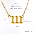 Golden stainless steel 18K gold plated necklace featuring bubble number 111 pendant - 111
