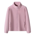 Pink fleece jacket for women with full-zip front and warm stand collar for autumn - M / Pink