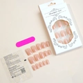 24pcs nude press-on nail kit with adhesive tabs and file in professional packaging - Jelly Nude Pink (XB-60-29)