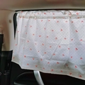 Car window sunshade curtain with red floral pattern on white fabric for baby sun protection - Little Red Flower