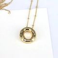 18k gold plated bubble letter necklace with round zirconia stones on textured card - Letter O