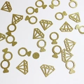 Sparkling gold glitter diamond and engagement ring shaped party confetti for wedding decor - Gold Diamond and Ring