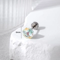 6mm iridescent octagon crystal stud earring with titanium steel screw back post - Light Powder Blue (A147-2#)