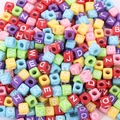 Colorful square acrylic alphabet beads for DIY jewelry making and educational crafts - 6x6mm Light Colored Letters (100pcs)