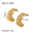 Irregular wrinkled semi-circle earrings in gold finish, 2.8cm vintage 18K gold studs - Irregular Wavy Textured Half Hoop Style (NB-E1398)