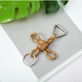 Handmade khaki paracord keychain with silver round ring and triangle carabiner - Camouflage Brown