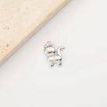Detailed close-up of a silver stainless steel cat pendant with a polished finish and loop - Cat Shape (2#) / Silver